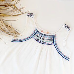 Roxy Dotty Folk Sleeveless Embroidered Top White